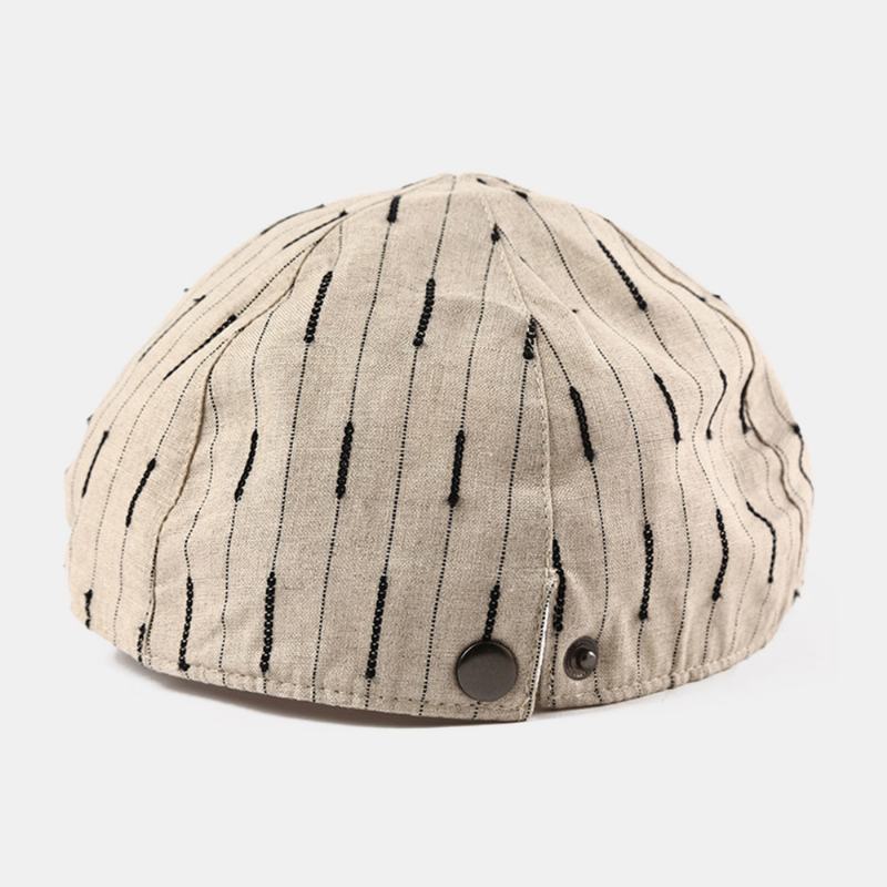 CZapka Beret Unisex W Paski Bawełniana Regulowana Codzienna CZapka Do Przodu Ośmiokątna CZapka