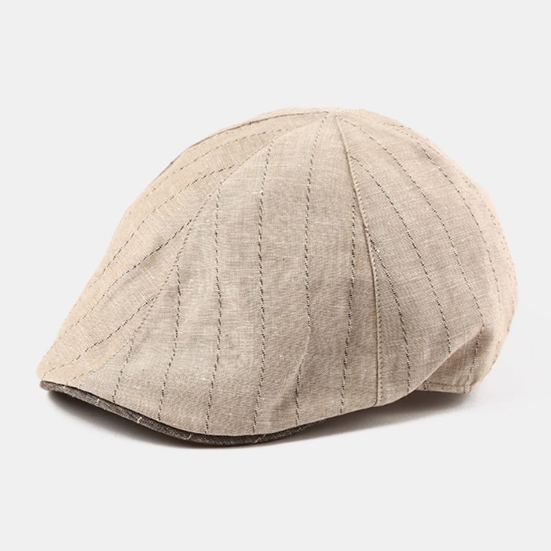 CZapka Beret Unisex W Paski Bawełniana Regulowana Codzienna CZapka Do Przodu Ośmiokątna CZapka