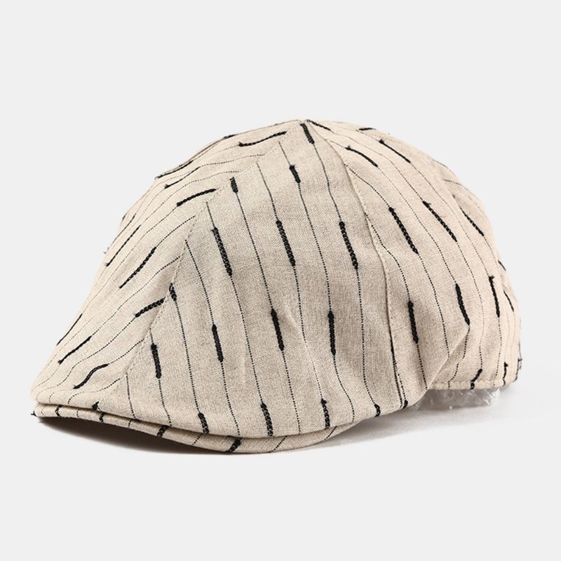 CZapka Beret Unisex W Paski Bawełniana Regulowana Codzienna CZapka Do Przodu Ośmiokątna CZapka