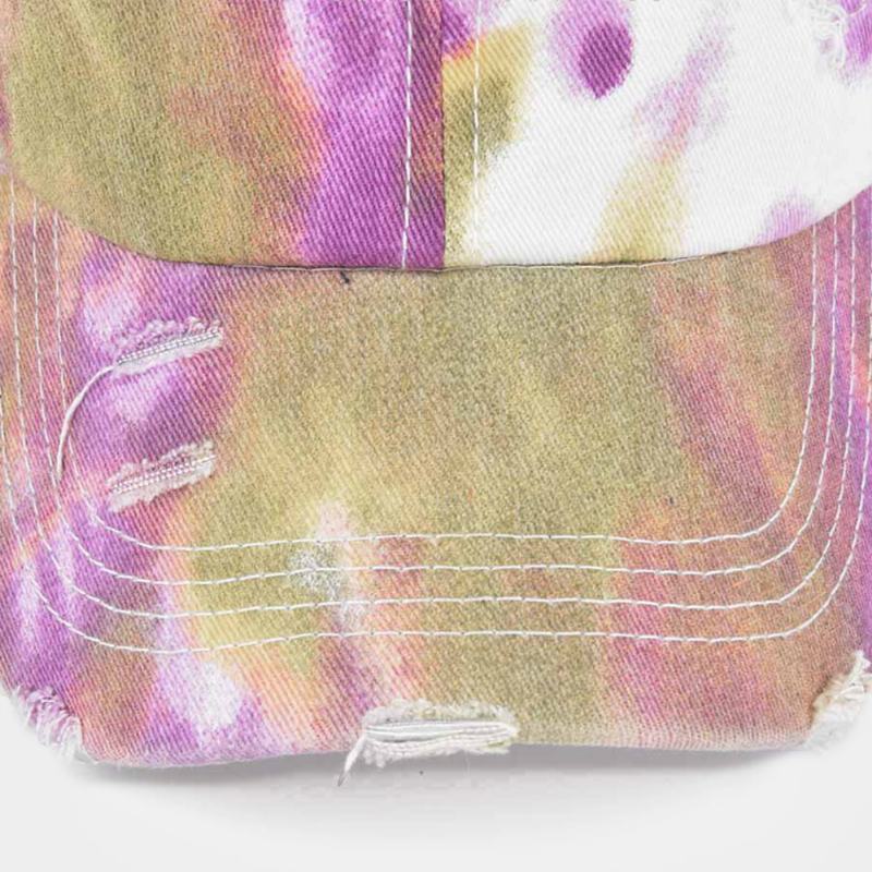 CZapka Z Daszkiem Unisex W Kolorze Tie-dye Kucyk Broken Hole Big Brim Oddychająca Elastyczna CZapka