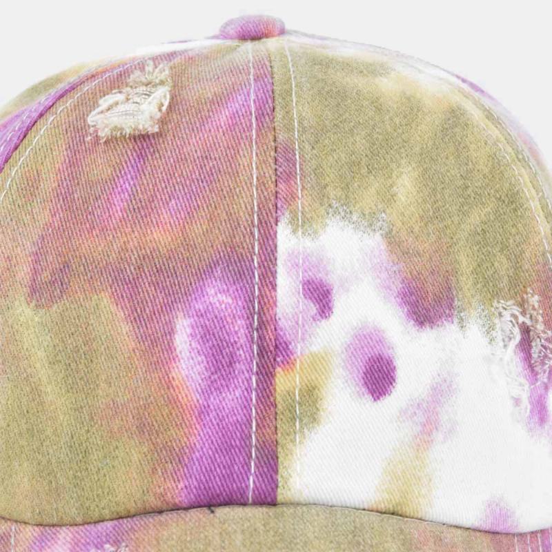 CZapka Z Daszkiem Unisex W Kolorze Tie-dye Kucyk Broken Hole Big Brim Oddychająca Elastyczna CZapka