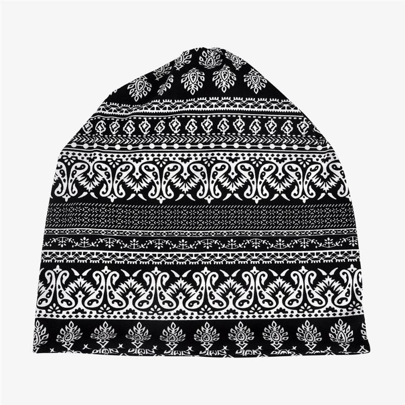 CZapki Beanie Z Nadrukiem Etnicznym Szalik Bawełniany Turban Podwójnego Zastosowania