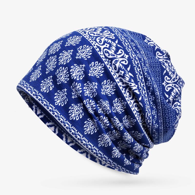 CZapki Beanie Z Nadrukiem Etnicznym Szalik Bawełniany Turban Podwójnego Zastosowania