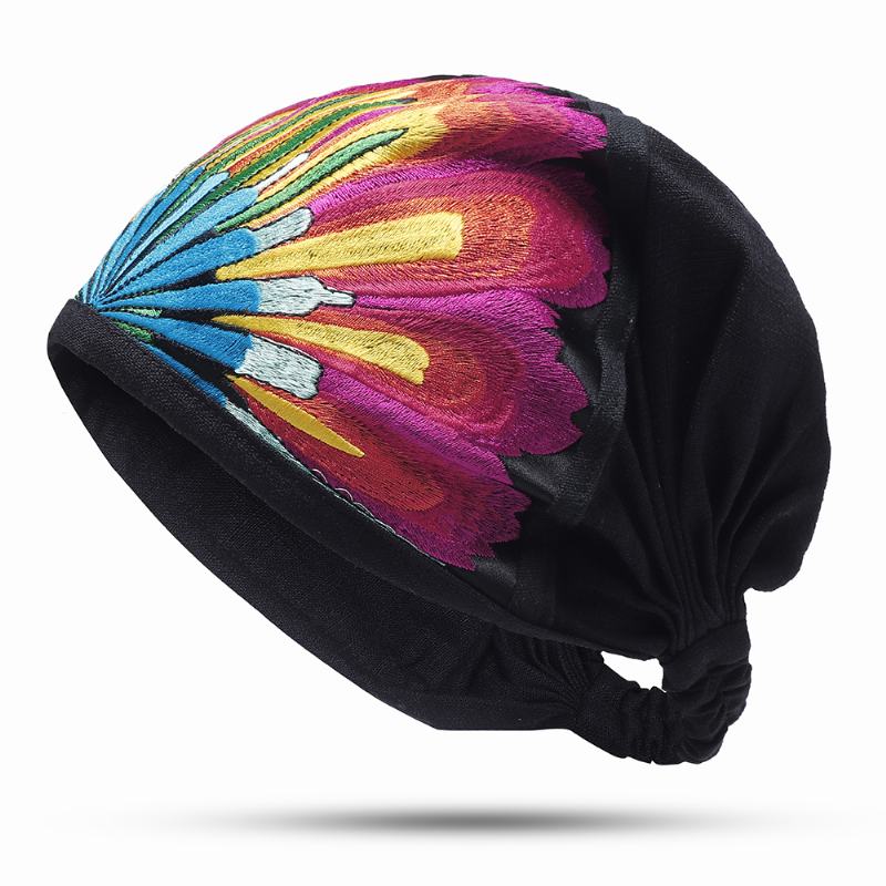 CZapki Damskie W Stylu Vintage Z Kwiatowym Haftem Outdoor Good Elastic Turban Hat