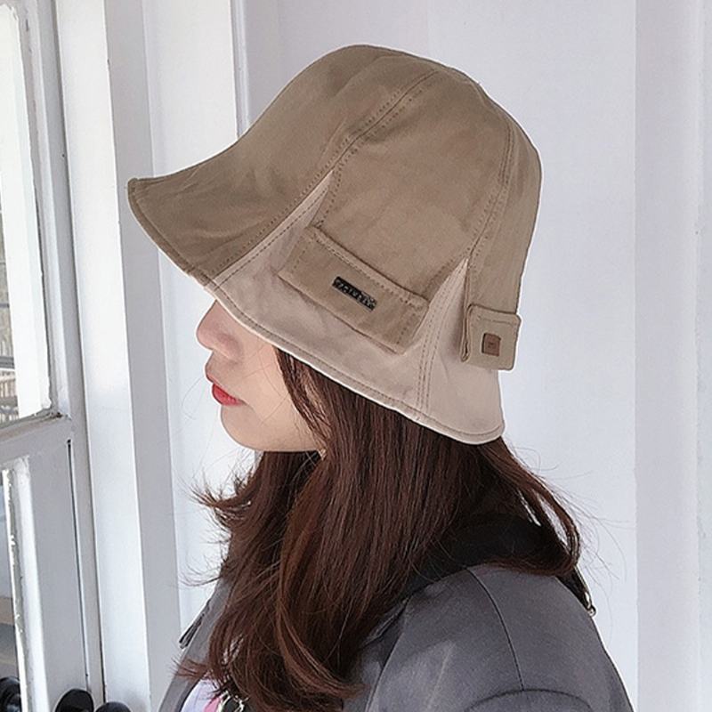 Damska Bawełniana Dwustronna CZapka Z Krótkim Rondem Casual Sunshade Wild Bucket Hat