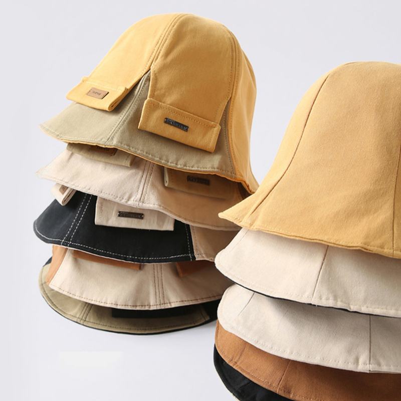 Damska Bawełniana Dwustronna CZapka Z Krótkim Rondem Casual Sunshade Wild Bucket Hat