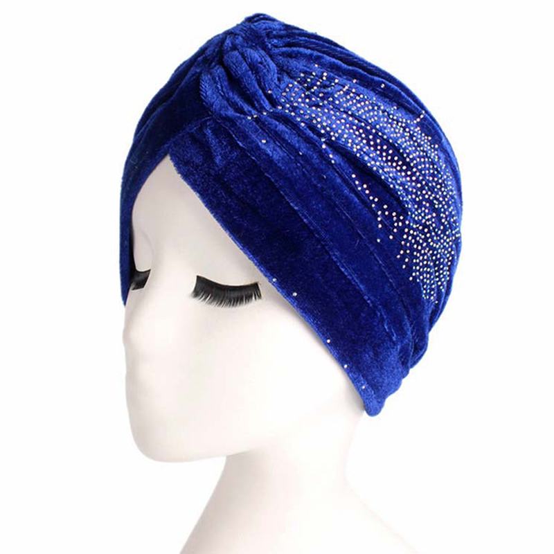 Damska CZapka Pleuche Skullies Cienka CZapka Z Daszkiem Jesień Casual Diamond Beanies Hat Turban