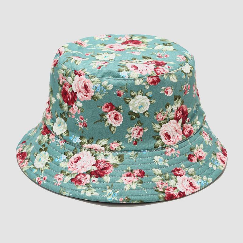 Damska Dwustronna Letnia Ochrona Uv Kwiatowy Wzór Casual Outdoor Sun Hat Bucket Hat