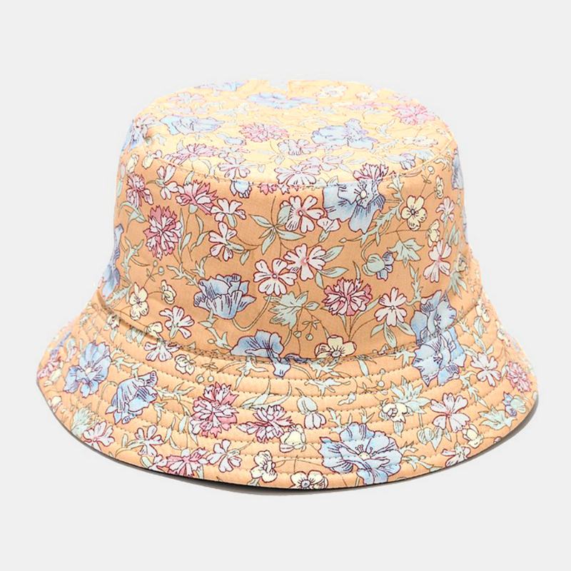 Damska Dwustronna Letnia Ochrona Uv Kwiatowy Wzór Casual Outdoor Sun Hat Bucket Hat
