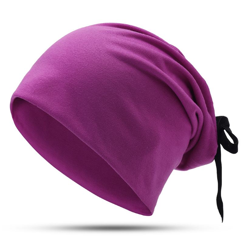 Damska Letnia Jednokolorowa CZapka Turbanowa Casual Bow Skullcap Beanie Caps