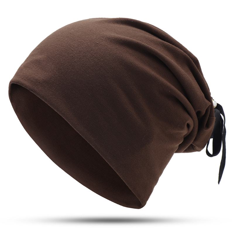 Damska Letnia Jednokolorowa CZapka Turbanowa Casual Bow Skullcap Beanie Caps