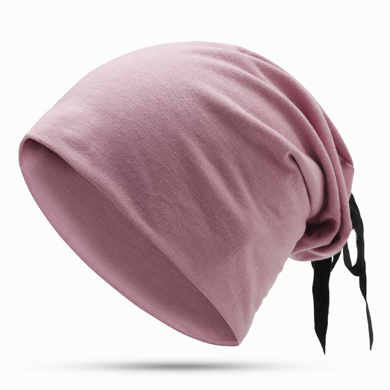 Damska Letnia Jednokolorowa CZapka Turbanowa Casual Bow Skullcap Beanie Caps