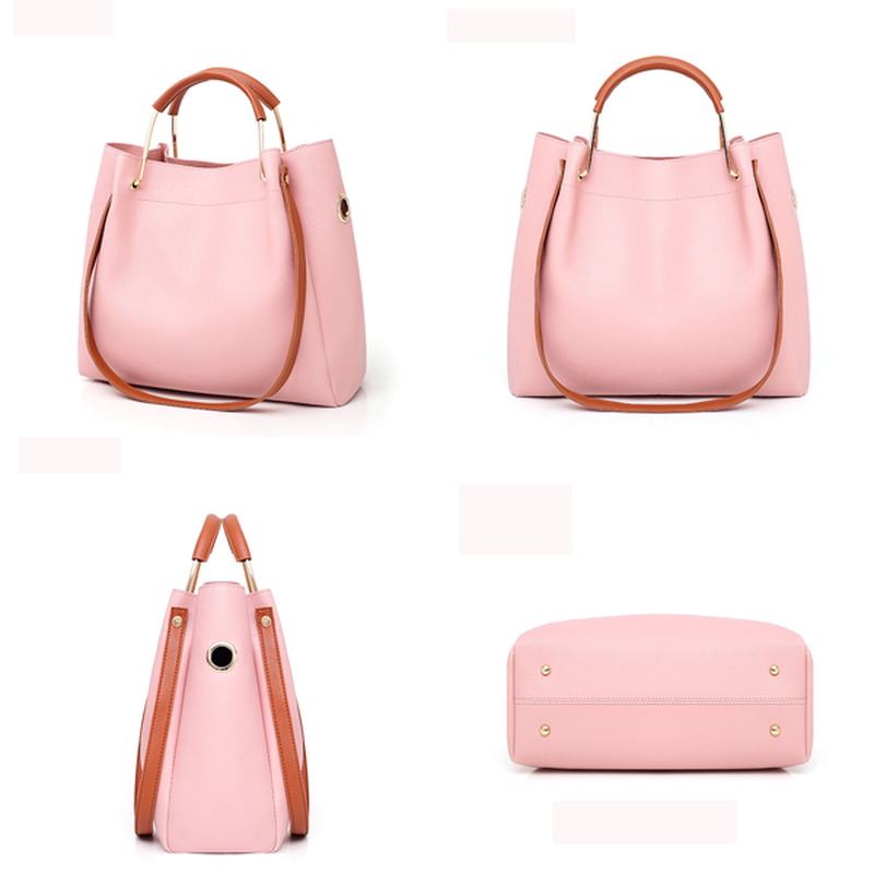 Damska Rozrywka Faux Leather 2 Szt. Torba Na Wiadro Torba Przez Ramię