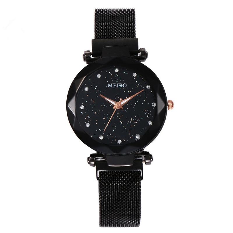 Damska Sukienka Star Magnetic Band Moda Luxury Crystal Dial Damskie Quartz Watch