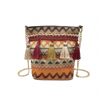 Damska Tkania Tassel National Torba Przez Ramię Chic Bucket Bag