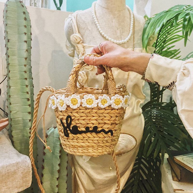 Damska Torba Podróżna Na Plażę Splot Słomy Crossbody Torba Na Wiadro