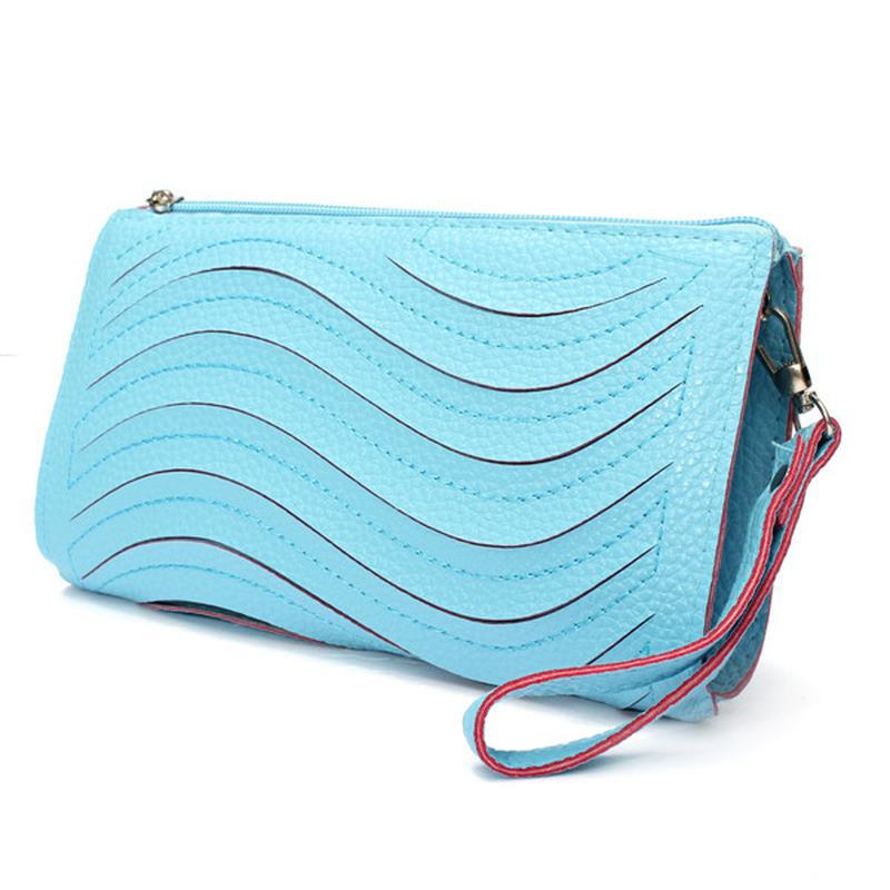 Damska Torebka Pu Wave Single Shoulder Cross Body Bag Wrist Clutch Wallet