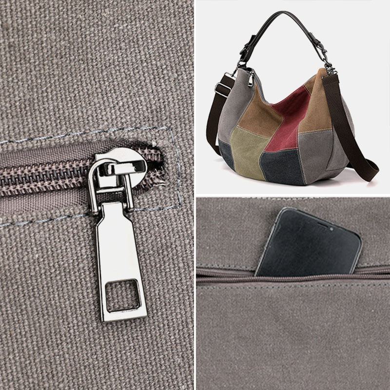 Damska Torebka W Stylu Vintage O Dużej Pojemności Dopasowująca Kolor Płócienna Torebka Crossbody Torba Na Co Dzień Na Ramię