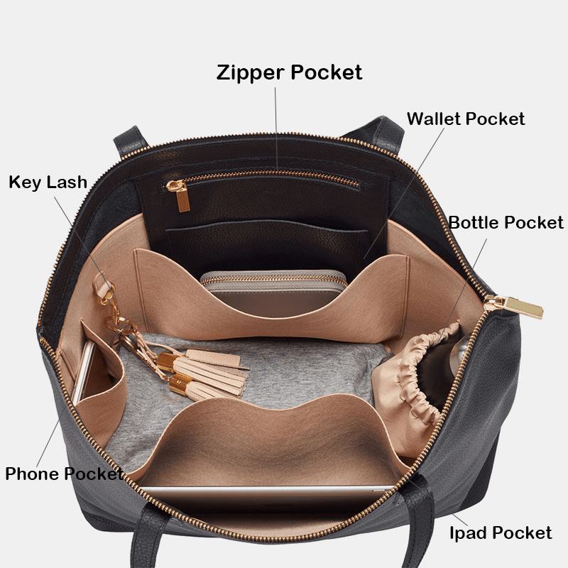 Damski Brelok Ze Skóry Pu Multi-pocket Torba Na Laptopa O Dużej Pojemności Teczka Biznesowa Torebka