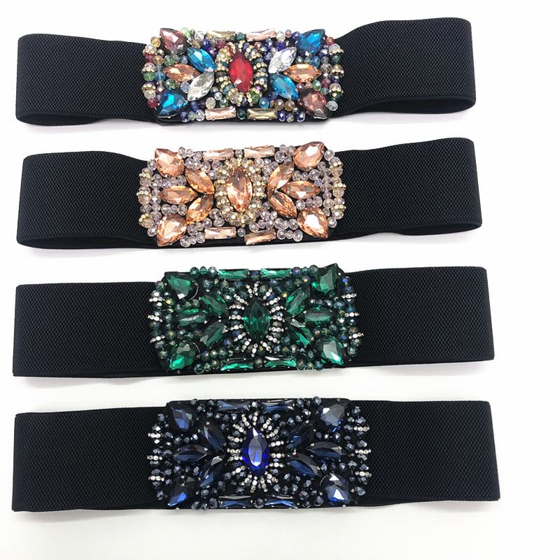 Damski Kolorowy Inkrustowany Diamentowy Pierścionek Crystal Rhinestone Belt