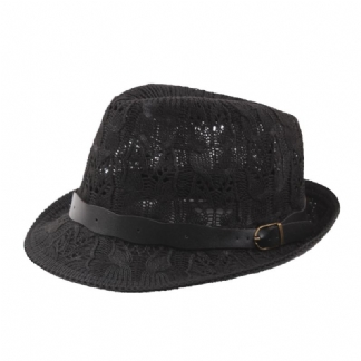 Damski Letni Skórzany Pasek Mesh Jazz Hat