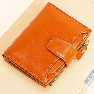 Damski Portfel Z Prawdziwej Skóry Bifold Short Ranti-magnetyczny Portfel 17 Etui Na Karty Etui Na Monety Portmonetka