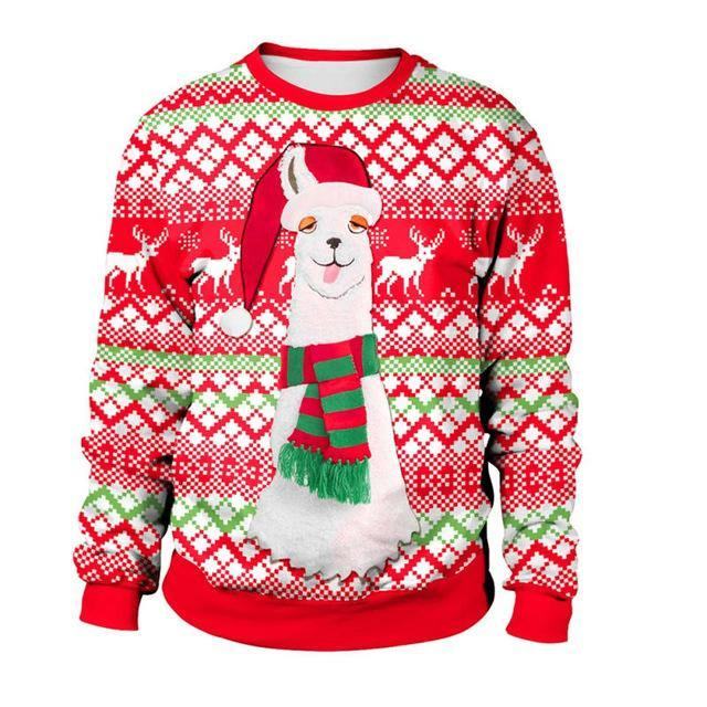 Damski Świąteczny Sweter Jesień Unisex Świąteczny Luźny Luźny Sweter Z Długimi Rękawami Z Okrągłym Dekoltem Lekki 2xl