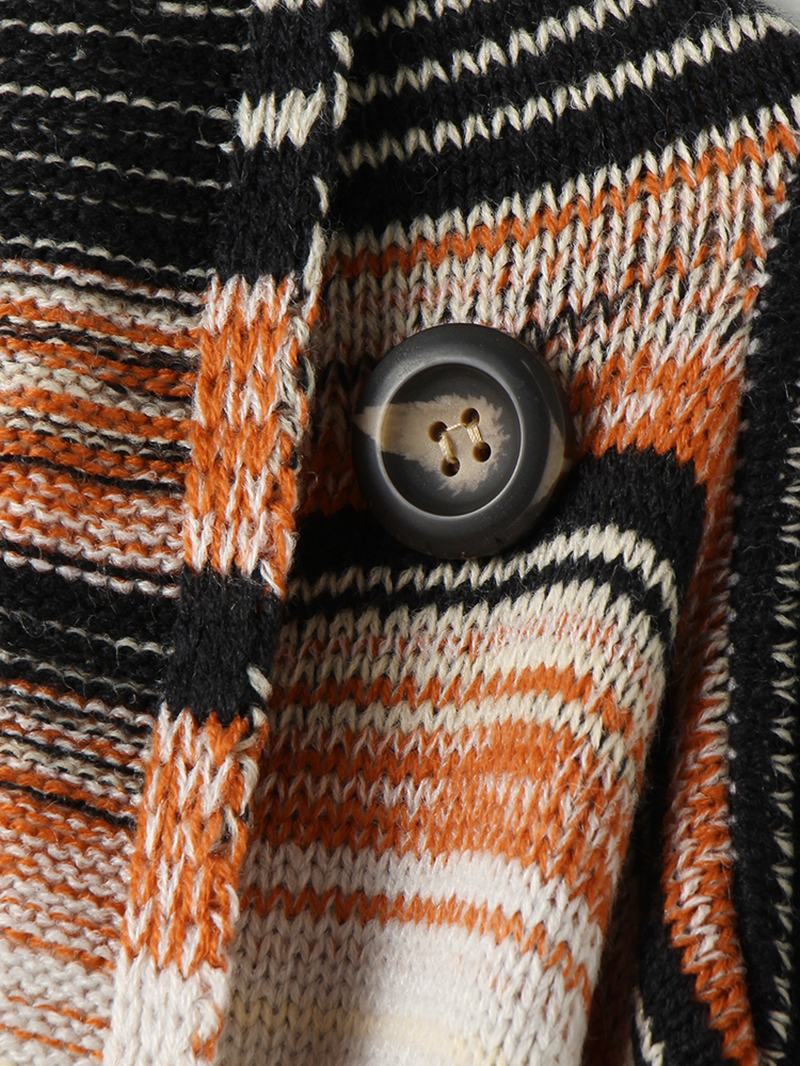 Damski Sweter W Paski Z Otwartym Przodem Z Długimi Rękawami Nieregularny Kardigan Z Dołem
