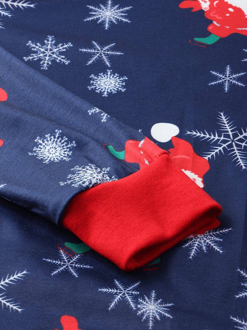 Damski Sweter Z Długim Rękawem Z Nadrukiem Świętego Mikołaja Luźne Spodnie W Pasie Świąteczny Zestaw Piżamy