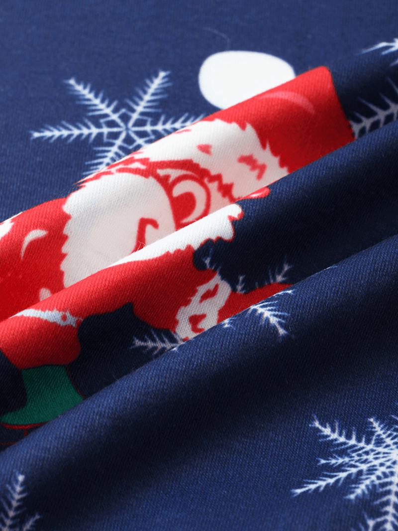 Damski Sweter Z Długim Rękawem Z Nadrukiem Świętego Mikołaja Luźne Spodnie W Pasie Świąteczny Zestaw Piżamy
