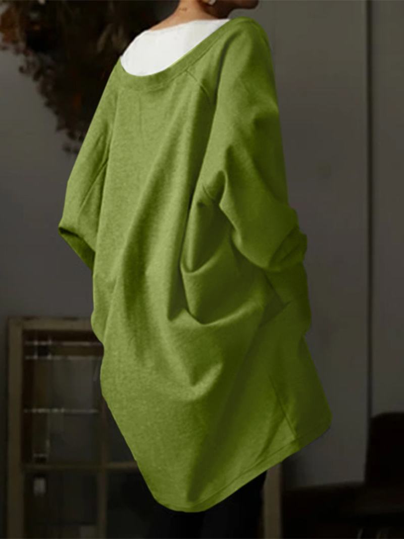 Damski Sweter Z Dzianiny Z Dzianiny Pure Color Casual Retro Codzienny Dekolt W Serek Z Dużymi Kieszeniami