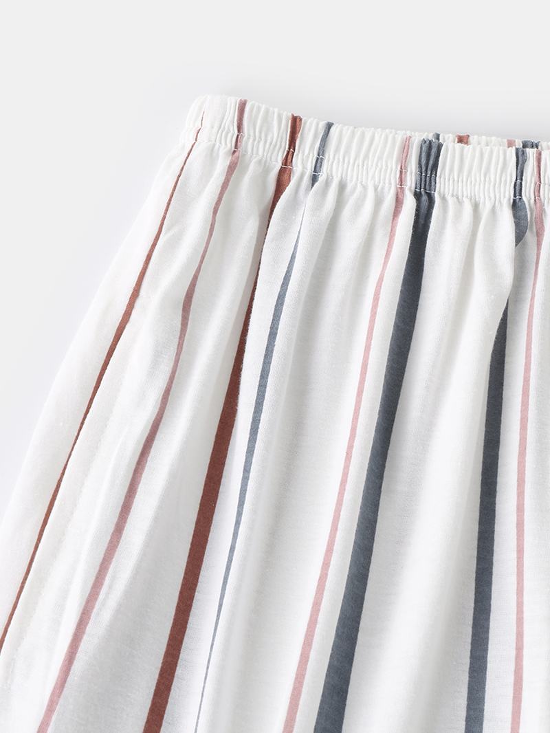 Damskie Bawełniane Spodnie W Paski W Dużych Rozmiarach Z Długim Rękawem Casual Home Piżamy Sets