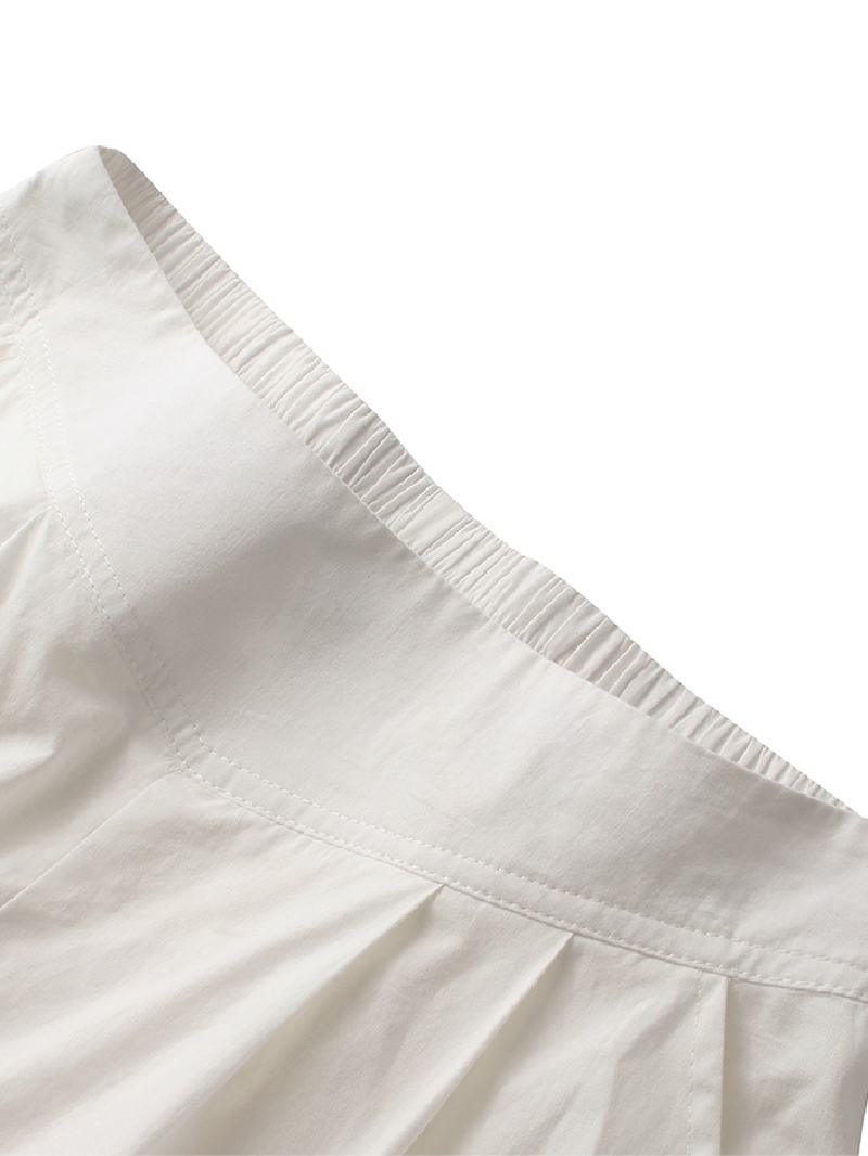 Damskie Bawełniane Spodnie Z Szeroką Nogawką W Pasie Casual Culottes Z Kieszenią