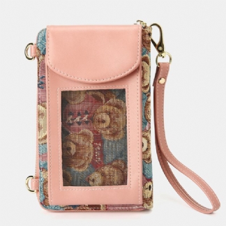 Damskie Bear Pattern 12 Miejsc Na Karty Portmonetka Na Telefon Torba Crossbody Torba Na Sprzęgło