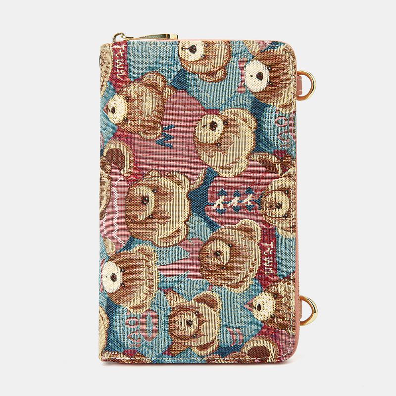 Damskie Bear Pattern 12 Miejsc Na Karty Portmonetka Na Telefon Torba Crossbody Torba Na Sprzęgło