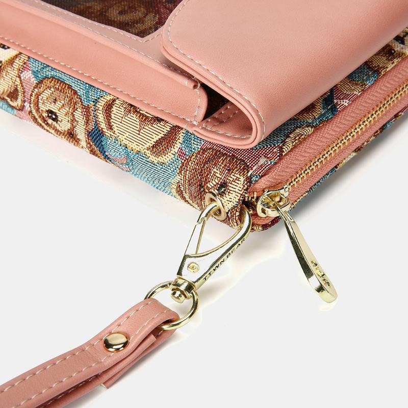 Damskie Bear Pattern 12 Miejsc Na Karty Portmonetka Na Telefon Torba Crossbody Torba Na Sprzęgło