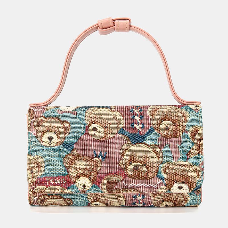 Damskie Bear Pattern 5 Miejsc Na Karty Chain Phone Torebka Torba Przez Ramię