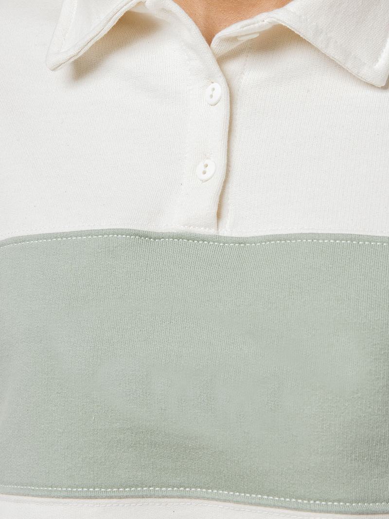 Damskie Bluzy W Kolorze Patchworkowym W Kolorze Zielonym Z Długim Rękawem Bodycon Hem