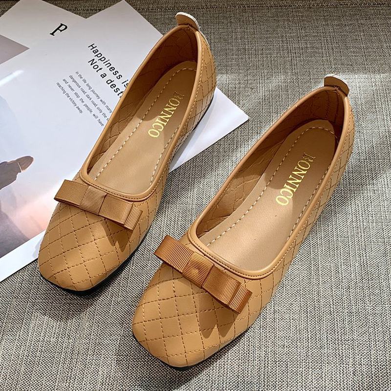 Damskie Bow Decor Square Toe Soft Sole Casual Slip On Loafers