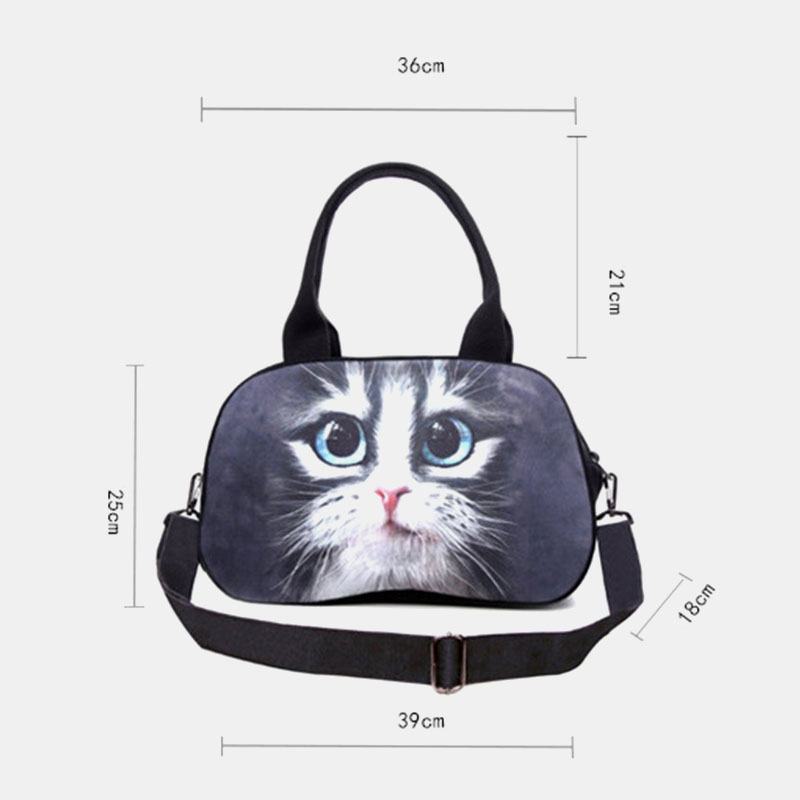 Damskie Canvas 3d Trójwymiarowy Słodki Kociak Animal-drukowanie Casual Cartoon Torebka Torba Na Ramię Torba Na Ramię