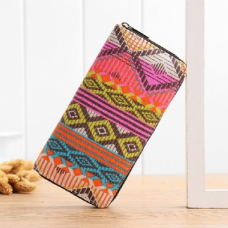 Damskie Canvas Bohemian Long Wallet National Phone Purse