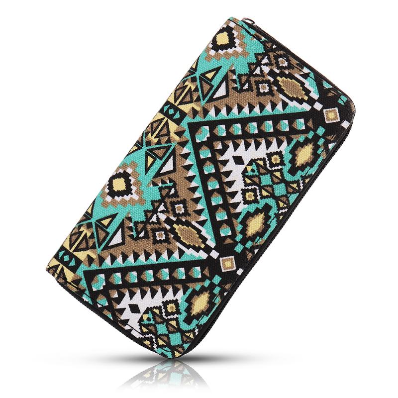 Damskie Canvas Bohemian Long Wallet National Phone Purse