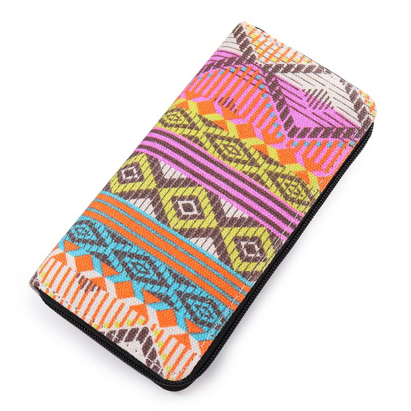 Damskie Canvas Bohemian Long Wallet National Phone Purse