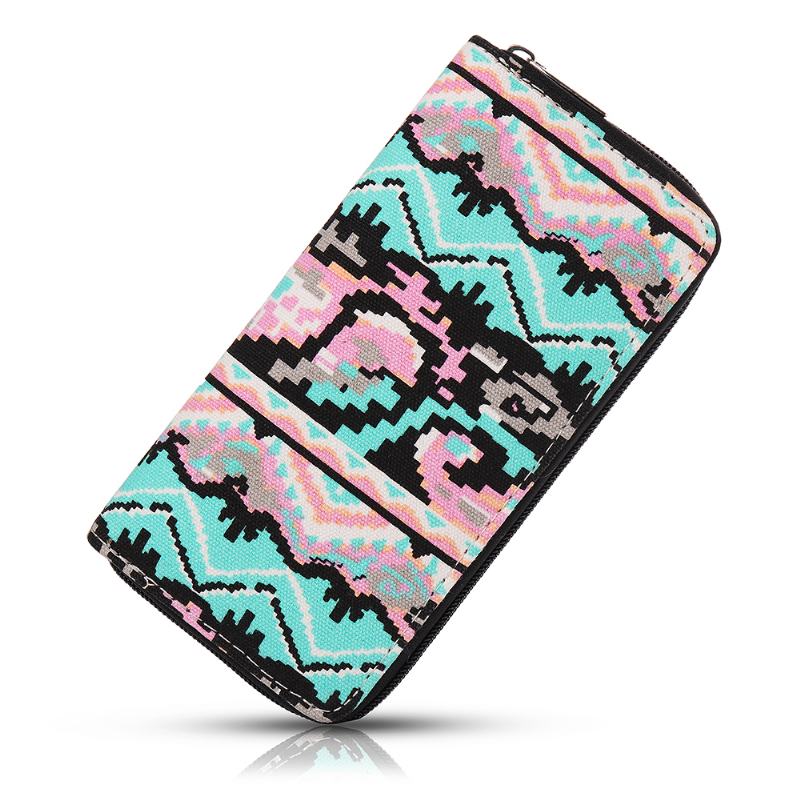 Damskie Canvas Bohemian Long Wallet National Phone Purse