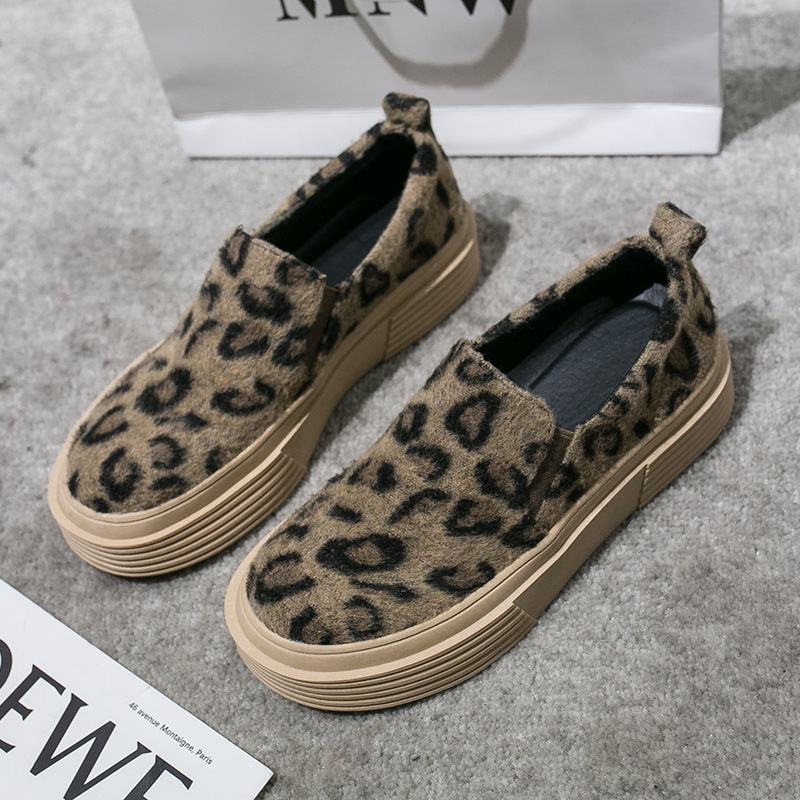 Damskie Duże Rozmiary Leopard Suede Antypoślizgowe Na Co Dzień Mieszkania