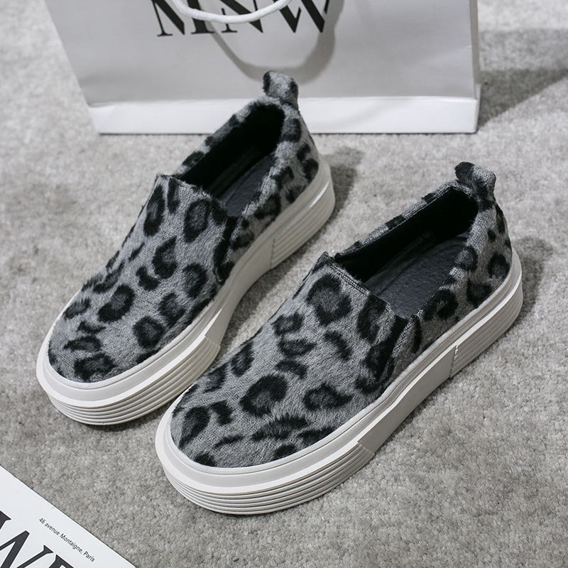 Damskie Duże Rozmiary Leopard Suede Antypoślizgowe Na Co Dzień Mieszkania