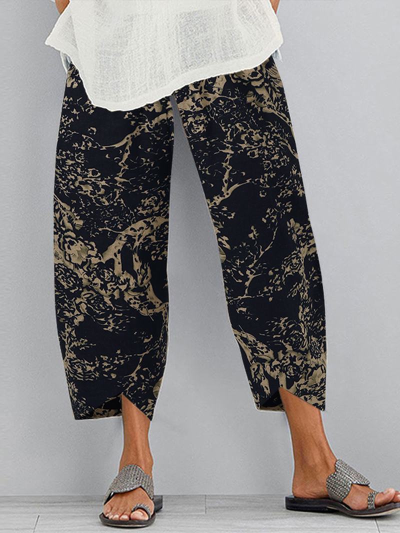 Damskie Elastyczne Spodnie Z Luźnymi Nieregularnymi Spodniami Z Kieszeniami W Stylu Vintage
