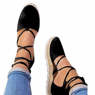 Damskie Espadryle Z Paskami Plus Rozmiar Casual Solid Color Letnie Sandały Na Platformie