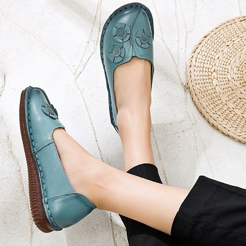 Damskie Flowers Decor Casual Slip On Flat Loafers