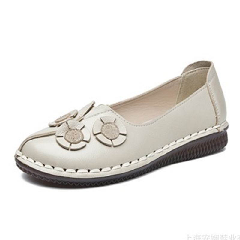 Damskie Flowers Decor Casual Slip On Flat Loafers